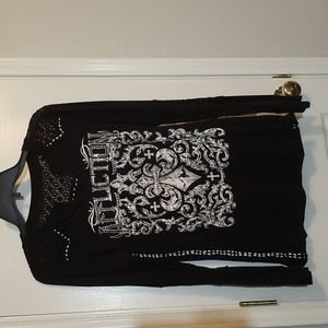 Black long sleeved top by Affliction